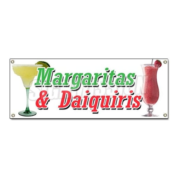 Signmission MARGARITA & DAIQUIRIS BANNER SIGN frozen drinks bar banana strawberry B-Margarita & Daiquiris - main